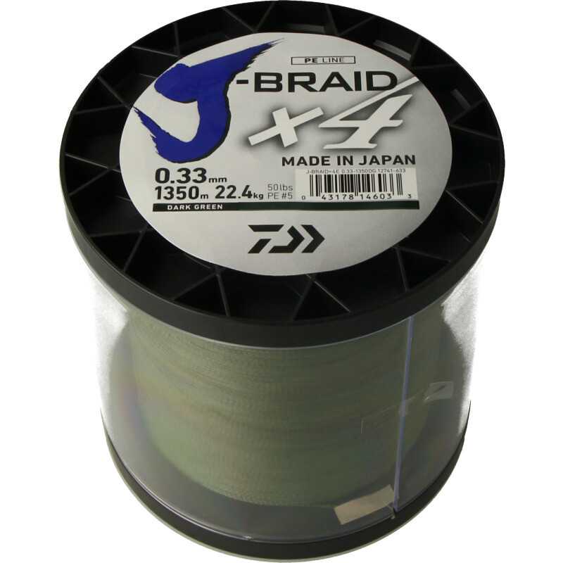 Daiwa J-Braid X4 1350 mts Dark Green