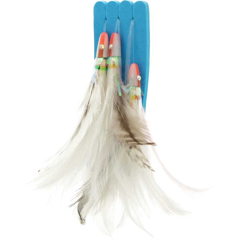 Pluma Triple Blanca Artesana GF Killer para Curricán de Costa