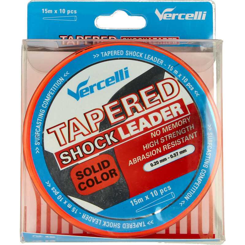 Vercelli Cola de Rata Tapered Shock Leader 0.20mm-0.57mm 15m x 10pcs