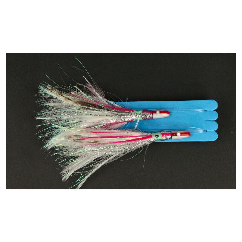 Pluma Doble Blanca Artesana GF Killer con pulpito para Currican de costa