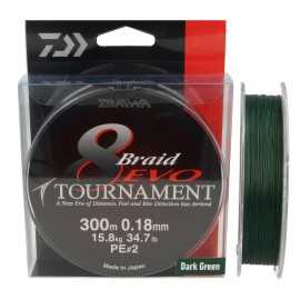 G6233-Daiwa Tournament Braid 8 Evo 300 mt Dark Green